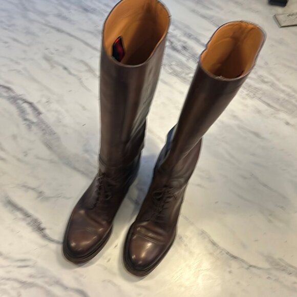 Gucci Brown Knee Boots 7 - Picture 1 of 3